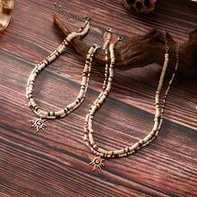 1pc Shell, Surfer, Wooden Beaded, Coconut Shell, Beach Style Necklace, Perfect For Summer Hawaii Beach Jewelry - Multicolor - View 3