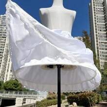 可调节洛丽塔风格休闲涤纶衬裙，鱼骨装饰，日常穿着，女士四季秋装 - 白色 - 查看 8