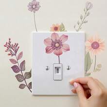 Flowers Switch Wall Sticker,Beautiful Flowers Switch Wall Sticker PVC Removable Waterproof Sticker For Bedroom Bathroom Living Room Home Decoration Stickers,Removable Fresh Plants Flower Switch Stickers Peony Rose Leaf Light Switch Decal Socket Decor Light Switch - Multicolor - View 4