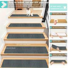 Stair Treads For Wooden Steps,8/15 Pack 30" X 8" Non Stairs Carpet Treads Indoor Stair Mats For Elders And Pets Carpet Stair Treads Non- Indoor, Stair Treads For Wooden Steps, Stair Runners Reusable Elders And Pets, Stair Mat Rugs Machine Washable Nonslip Carpet Stair Treads Non-Skid Safety Rug Resistant Indoor Runner For Kids - Multicolor - View 13