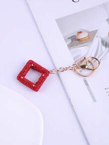 1pc Crystal Diamond Hollow Square Keychain Bag/Car Key Chain Decoration - Multicolor - View 8