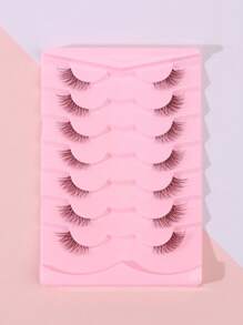 7 Pairs Half Lashes Natural Look With Clear Band Wispy Fluffy Cat Eye Look Natural Short Accent Lashes End Lashes Corner Eyelashes 3/4 Lashes Reusable Lashes Pack Strip Lashes,Lashes,Eyelashes,Fake Lashes