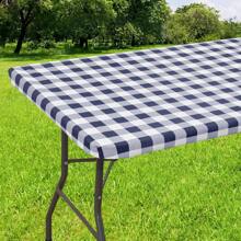 1 pieza Mantel rectangular a cuadros revestido de vinilo, mantel de vinilo con respaldo de franela que se limpia fácilmente, apto para camping, interiores y exteriores
