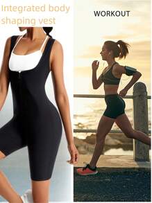 1pc Women's Lightweight Sauna Sweat Fitness Yoga Jumpsuit, Workout Jumpsuit For Sports, Gym, Yoga, Summer Gym Accessories For Belly Slimming Girdles, Lumbar Girdles For Belly Slimming Corset