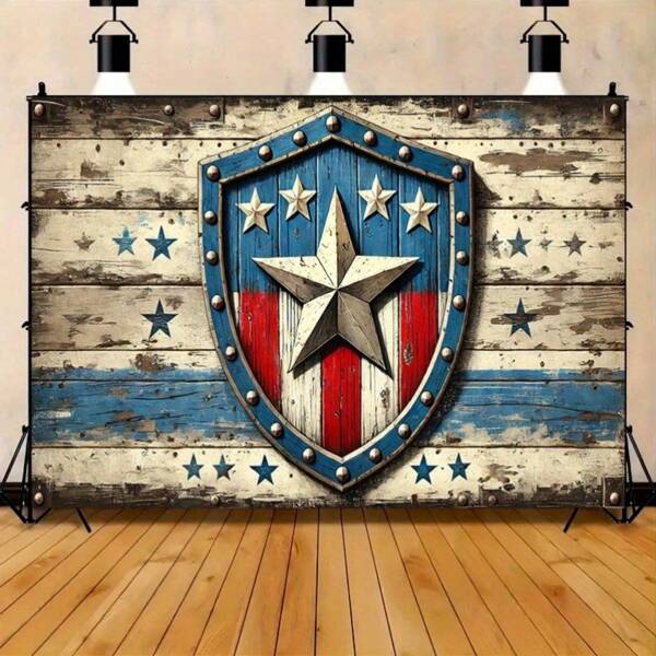 Patriotic Shield Vintage Background Cloth, Polyester Party Banner, Multipurpose Decor, Suitable For Holiday Occasions, Yard, Studio, Home And Garden Celebrations