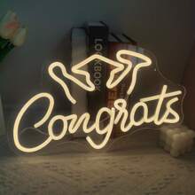 1pc Neon Sign Style Decorative Light With USB Port, Multicolor Lighting, Suitable For Classroom, School, Dorm, Party, Room Decor - Graduation Season