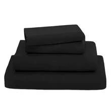 Plain Microfiber Bedding Set (3/4-Piece) In Various Sizes: Single Bed 90*190/200 Cm, Double Bed 135*190/200 Cm, Queen Size 150*190/200 Cm, King Size 180*200 Cm. Suitable For Bedrooms, Apartments And Hotels, Ideal For Students, Couples And Families Seeking Comfortable Sleep. - 黑色 - 查看 4