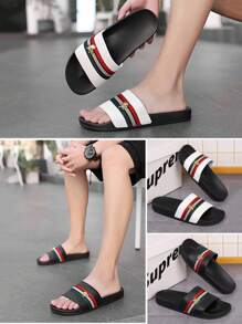 Sandalias de hombre para exteriores, chanclas de verano de EVA, zapatos de playa, chanclas para interiores y exteriores, pantuflas deportivas de moda en negro