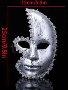 1pc Antique Gold And Silver Rhinestone Masquerade Party Half Face With Venetian Party Halloween Mask Creative Personalized - A - View 5
