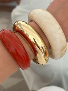 Thoughtfully Designed Smooth Surface Exaggerated Bangle, Niche Jewelry Vintage Bracelet