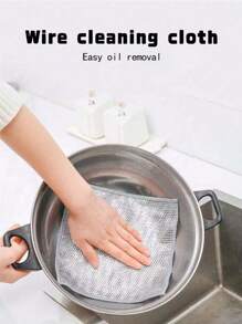 5/10/20/30pcs Iron Wire Sponge Cloths, Scratch-Free Metal Wire Dish Cleaning Cloths, Multi-Purpose Metal Wire Dish Scrubber, Easy To Rinse And Reusable, Metal Wire Cleaning Cloth, Metal Wire Dish Rag, For Kitchen, Sink, Pans, Washing And Cleaning Utensils, Sink, Counter, Stove, Reusable Kitchen Cleaning Towel, Dishcloth, Non-Lint, Stripe-Free, Washable Dishcloth, Kitchen Accessories, Kitchen Cleaning Tools, Kitchen Items, Cleaning, Kitchen Towel