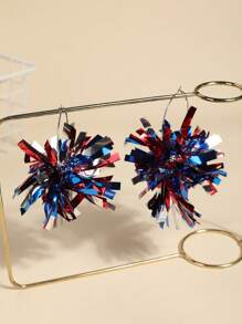2 pièces Boucles d'oreilles à feux d'artifice larges et brillantes, boucles d'oreilles de fête exagérées de style de rue rouges/blanches/bleues, boucles d'oreilles pour femmes avec ambiance de festival
