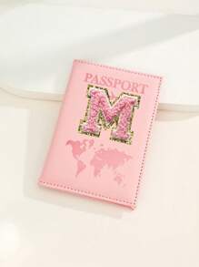 Capa Para Passaporte Com Letras De A A Z, Porta-Passaporte De Viagem Com Estampa De Mapa, Pasta Para Passaporte Rosa, Carteira Para Passaporte Para Viagens De Negócios