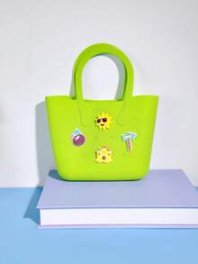 1pc Silicone Perforated Tote Bag DIY, Parent-Child Portable Organizer Perforated Hollow Handbag, Suitable For Beach, Phone, Maternal And Infant, Outing - Beach Bag Type B - View 17