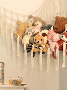 1 pieza - Soporte de red de macramé para colgar accesorios, organizador de adornos de tela de hamaca con ganchos