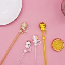 1/8pcs Cartoon Shaped Silicone Straw  Cover For Cup,Reusable Straw Cover Airtight And Dustproof Drinking Straw Cover Splashproof Straw Cute Cover Accessories Home Room Decoration Party