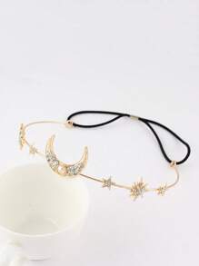 1pc Unique Design Hair Band With Star, Moon & Leaf Decor, Superior Craftsmanship & Material, Minimalist Fashion, Versatile For Parties, Weddings & Dances