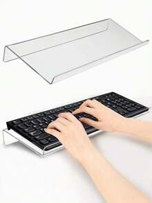Keyboard Stand, 1 Tilted Computer Keyboard Stand, Transparent Acrylic Keyboard Tray Stand, Convenient For Ergonomic Typing, Suitable For Office Desktop, Home School Keyboard Lift - Transparent - View 1