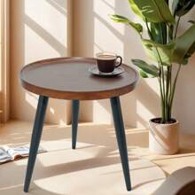 2pcs Modern Minimalist Round Wooden Coffee Tables, Practical And Durable