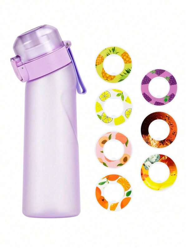 1pc Flavored Water Bottle With One Round Shape Randow Flavour Pod, Water Bottle Set, Sports Water Bottles With Straw, 0 Sugar, 0 Calorie Drinking Fruit Fragrance Bottle For Fitness, Outdoor, Sport,School,Sports Flavored Water Bottles