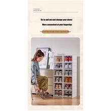 Plastic Shoe Organizer - Stackable And Foldable 1/3-Tier Shoe Storage Boxes For Closet, Clear And Space-Saving Sneaker Container - Multicolor - View 5