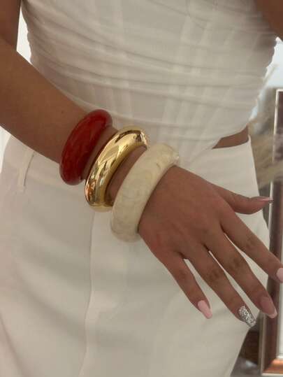 Thoughtfully Designed Smooth Surface Exaggerated Bangle, Niche Jewelry Vintage Bracelet