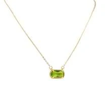 Birthstone Colored Zirconia Oval Pendant Birthday Clavicle Chain Necklace