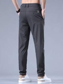 Men's Letter Embroidered Pocket Straight Leg Casual Pants