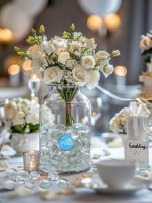 10/20/50/100 piezas Piedras de vidrio transparente, bolas de vidrio planas, piedras decorativas de vidrio transparente para manualidades DIY, decoración de mesa, acuarios, decoración floral, mosaicos, portavelas, decoración de chimeneas y hogar, decoración de jarrones y floreros