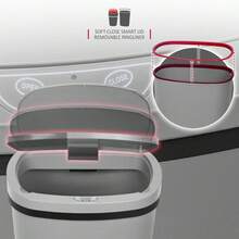 50L Sensor Bin For Kitchen - Large Touch-Free Automatic Motion Sensor Waste Rubbish Bin, Dustbin, Trash Can 50 Litre - Grey - 50L - Grey - View 6