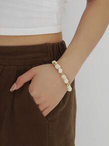 Pulseira de contas turquesa boêmia feita à mão, design exclusivo, clássica e versátil