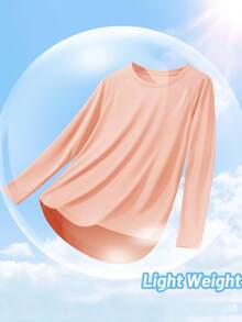 Women's UPF50+ Crew Neck Long Sleeve T-Shirts Quick Dry Sun UV Protection Tee Shirts Breathable Athletic Workout Hiking Tops - 杏色 - 查看 3
