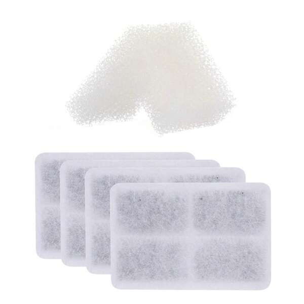 4PCS Aktivkohle-Wasserfilter und Schwamm-Filter-Set für Haustierbrunnen Hunde Katzen Wasserspender
