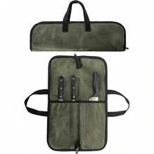 Knives Bag For Chefs - Portable Knife Carrying Case, Roll Up Knife Organizer, Waxed Canvas Bag For Kitchen Tools, Portable Chef Knives Organizer With Handle For Culinary - Multicolor - View 4