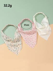 3 Stück Frauen einfache Ditsy Blumen Elastische Dreiecks Stirnbänder, schickes Haaraccessoire geeignet für den täglichen Gebrauch, Frühling/Sommer Bandana Kopftuch Haarschal