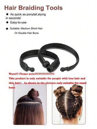 2pcs/Set Women DIY Hair Bun Maker Cute Chignon Donut Suitable For Small Double Bun Hair Style Making Tools ,Hair Styling Tools Hair Accessories