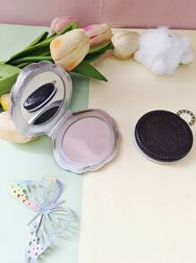 2 Stücke Dreifache Laser-Muschelspiegelchen und niedliche Schokoladen-Keksspiegelchen, tragbare doppelseitige Make-up-Nachbesserungs-Accessoires, Mini-Klappkosmetikspiegel für Outdoor