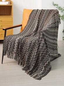 1pc Knitted Blanket, Suitable For Bedroom, Office, Sofa, Car, Nap, Covering