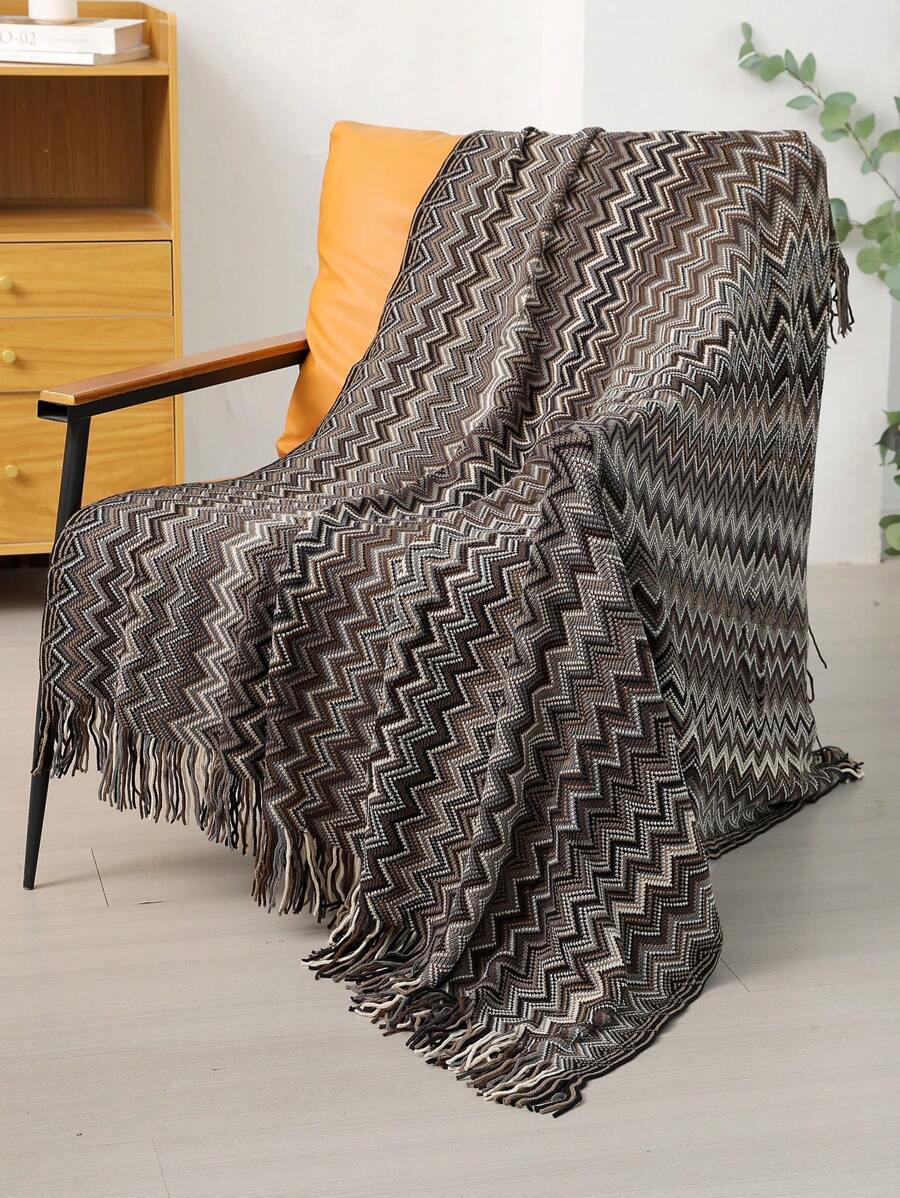 1pc Knitted Blanket, Suitable For Bedroom, Office, Sofa, Car, Nap, Covering