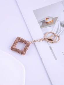 1pc Crystal Diamond Hollow Square Keychain Bag/Car Key Chain Decoration - Multicolor - View 7