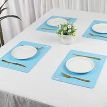Placemat Set Of 6 Silicone Placemats For Kitchen Dining Table Decor, Washable Table Placemats Wipeable Table Mat - Light Blue - View 7