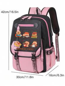 Cute Cartoon Capybara Backpack, Large Capacity Student Backpack, Laptop Bag - Pink - View 11