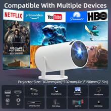 Proiector inteligent 5G nou, proiector home theater Full HD 1080P, rotație 180°, potrivit pentru dormitor, computer, telefon, exterior, camping, sufragerie, cămin, studenți, proiector 4K, cadou pentru Ziua Îndrăgostiților, Crăciun, Ziua Tatălui, Ziua Mamei