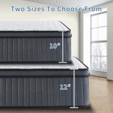 10" 12" Mattress-With Memory Spring Hybrid, Individual Pocket Spring Mattress-Twin, Twin XL,Full, Queen, King, Medium Firm, Cool Sleep, Pressure Relief, Mattress In A Box
