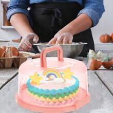 1 pieza Caja de almacenamiento para pastel de 8 pulgadas con tapa y asa, caja de pastel portátil de PP, adecuada para picnic al aire libre, camping, interior/exterior del hogar, oficina, escuela, vacaciones, fiesta de cumpleaños, boda, horneado, color y estilo aleatorios