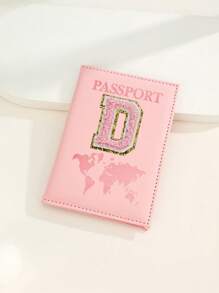 Capa Para Passaporte Com Letras De A A Z, Porta-Passaporte De Viagem Com Estampa De Mapa, Pasta Para Passaporte Rosa, Carteira Para Passaporte Para Viagens De Negócios