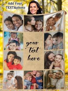 Custom Photo And Text Flannel Blanket – A Personalized Keepsake To Honor Loved Ones. This Memorial Blanket Can Be Customized With Photos And Names Of Family Members Or Friends, Serving As A Heartfelt Tribute To Cherish The Memory Of Those Who Have Passed Away. Ideal For Commemorating Departed Loved Ones. - Multicolor - View 7