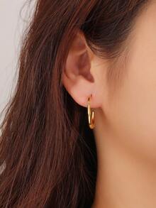 1 对时尚简约手工耳环，不锈钢耳环，金色耳环，适合女士