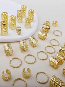 40 Stücke Wikinger Keltischer Knoten Haaraccessoires - antik goldene Zinklegierung Perlen mit Blumen- und geometrischen Designs, perfekt für Zöpfe & DIY Frisuren, Vintage Haarschmuck für Frauen, Frisuren Accessoires | Filigrane Perlendesigns | Metallische Oberfläche