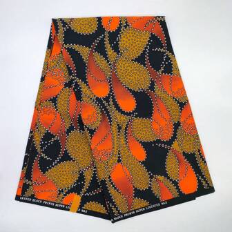 2.8yd/5.6yd Black & Gold Leaf African Batik Fabric, Double-Sided Geometric Colorful Polyester Fabric, Ankara Style African Fabric, Suitable For Party Print Fabric, DIY Sewing Crafts, Home Decor And Handicrafts, Hand Wash Only - Fit For DIY Enthusiasts And Craftspeople - Suitable For Quilting, Sewing And Interior Decor Projects, Sold By Yard